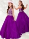 Adorable Halter Top A Line Purple Little Girl Pageant Dress with Beading