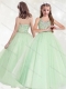 Affordable Halter Top Beaded Mini Quinceanera Dress in Apple Green