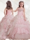 Delicate Beaded and Ruffled Layers Mini Quinceanera Little Girl Pageant Dress with Straps