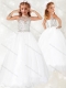 Lovely Beaded White Mini Quinceanera Dress with See Through Scoop