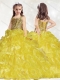 Romantic Beaded and Ruffled Mini Quinceanera Dress with Brush Train