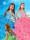 Comfortable Scoop Cap Sleeves Mini Quinceanera Dress with Beading and Ruffles