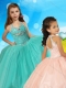 Fashionable Beaded Open Back Adorable Little Girl Pageant Dress in Turquoise