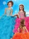 Fashionable Halter Top Cap Sleeves Adorable Little Girl Pageant Dress with Beading and Ruffles