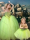 2016 New Arrivals Beaded Really Puffy Prom Dress in Yellow Green and Classical Spaghetti Straps Little Girl Dress with Beading