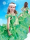 Wonderful Scoop Green Little Girl Pageant Dress with Beading and Ruffles