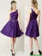 Beautiful One Shoulder Purple Short Dama Dresses for Summer