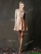 Best Selling Laced and Belted Short Dama Dresses in Peach