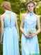 Discount Halter Top Light Blue Dama Dresses with Appliques
