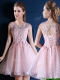 Exquisite Baby Pink Scoop Dama Dresses with Appliques and Beading