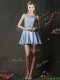 Fashionable Light Blue Short Prom Dresses with Lace and Belt