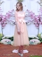 Fashionable See Through Scoop Half Sleeves Dama Dresses with Bowknot
