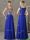 Gorgeous V Neck Appliques and Beading Prom Dresses in Royal Blue