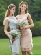 Luxurious See Through Scoop Cap Sleeves Prom Dresses with Sashes
