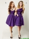 Top Selling Mini Length Ruching Dama Dresses in Purple