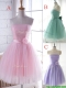 Unique Strapless Tulle Short Dama Dresses with Handcrafted Flower