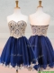 Fashionable Organza Applique with Beading Prom Dresses in Royal Blue