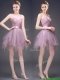 Hot Sale Lavender Short Prom Dresses with Ruffles and Belt