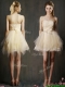 Lovely Sweetheart Short Champagne Prom Dresses with Belt and Ruffles