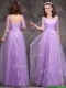 Popular Half Sleeves Lavender Prom Dresses with Appliques and Beading