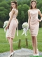 See Through Scoop Cap Sleeves Prom Dresses with Sashes