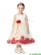 Best Scoop Flower Girl Dress with Red Hand Made Flowers