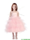 Discount Spaghetti Straps Beading and Ruffled Layers Mini Quinceanera Dresses in Pink