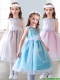 Elegant Scoop Tea Length Mini Quinceanera Dresses with Appliques and Hand Made Flowers