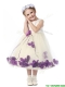 Gorgeous Scoop Mini Quinceanera Dress with Purple Hand Made Flowers and Appliques