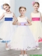 New Scoop Tulle Flower Girl Dress with Sashes and Appliques