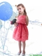 New Style Scoop Sashes and Lace Mini Quinceanera Dress in Coral Red