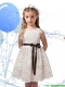 Perfect Scoop Champagne Little Girl Pageant Dress with Sashes and Lace