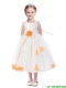 Popular Scoop Flower Girl Dress with Orange Red Hand Made Flowers