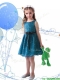 Wonderful Laced and Sashed Scoop Mini Quinceanera Dress in Teal