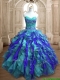 Affordable Teal and Blue Sweet 16 Dress with Appliques and Ruffles