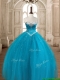 Best Selling Ball Gown Teal Sweet 16 Dress with Beading