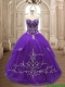 Hot Sale Brush Train Purple Quinceanera Dress with Appliques