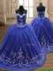 Perfect Applique Royal Blue Sweet 16 Dress with Brush Train