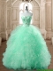 Popular Big Puffy Apple Green Quinceanera Dress with Beading and Ruffles