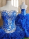 Romantic Beaded and Ruffled Royal Blue Sweet 16 Dress in Organza
