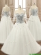 See Through Scoop Long Sleeves White Quinceanera Dress with Beading
