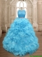 Two Piece Scoop Beaded and Ruffles Quinceanera Dress in Baby Blue