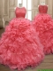 Two Piece Scoop Watermelon Red Quinceanera Dress with Beading and Ruffles