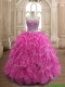 Unique Fuchsia Big Puffy Quinceanera Dress with Beading and Ruffles