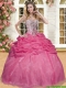 Best Selling Coral Red Sweet 16 Dress with Beading and Pick Ups