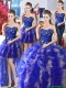 Elegant Royal Blue and Champagne Detachable Sweet 16 Dresses with Appliques and Ruffles