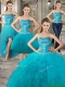 Exclusive Big Puffy Teal Detachable Quinceanera Dresses with Beading and Ruffles