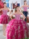Gorgeous Hot Pink and White Detachable Quinceanera Dresses with Beading and Ruffles