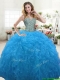 Hot Sale Beaded Bodice and Ruffled Quinceanera Dress in Aqua Blue