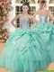 Inexpensive Beaded and Pick Ups Quinceanera Dress in Apple Green